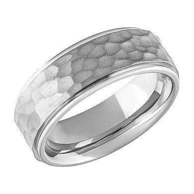 Men's Stainless Steel Hammered Comfort Fit Band