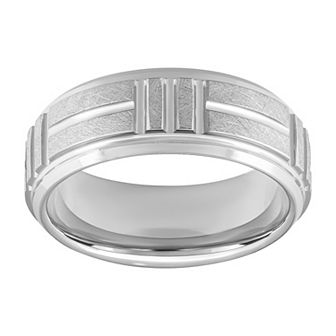 Men's White Tungsten Crystalline Finish 8mm Comfort Fit Band