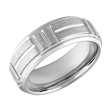 Men's White Tungsten Crystalline Finish 8mm Comfort Fit Band