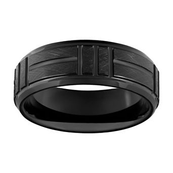 Men's Black Tungsten Crystalline Finish 8mm Comfort Fit Band