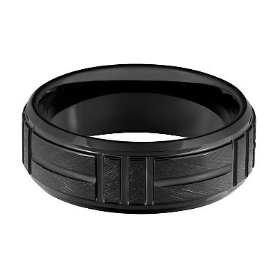 Men's Black Tungsten Crystalline Finish 8mm Comfort Fit Band