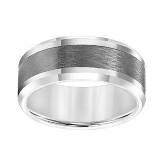 Men's Gray Tungsten & Black Ceramic 9mm Comfort Fit Band