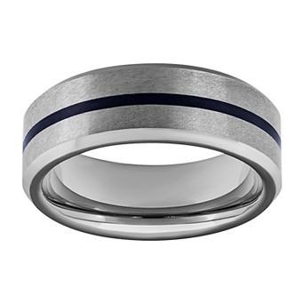 Men's Gray Tungsten & Blue Resin 8mm Comfort Fit Band