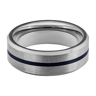 Men's Gray Tungsten & Blue Resin 8mm Comfort Fit Band