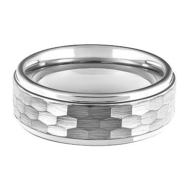Men's Gray Tungsten 8mm Textured Comfort Fit Band