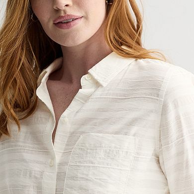 Women's Croft & Barrow® Long Sleeve Collared Blouse