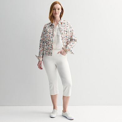 Petite Croft & Barrow® Long Sleeve Collared Blouse