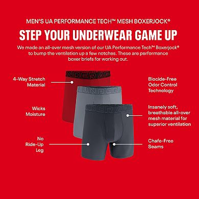 Men's Under Armour 3-Pack Performance Tech™ Mesh 6" Boxerjocks