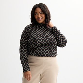 Plus Size Croft & Barrow® Essential Long-Sleeve Mockneck Top
