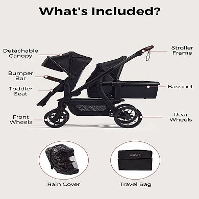 Momcozy ChangeGo Full-Size Stroller with Bassinet Attachment
