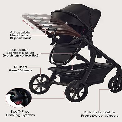 Momcozy ChangeGo Full-Size Stroller with Bassinet Attachment