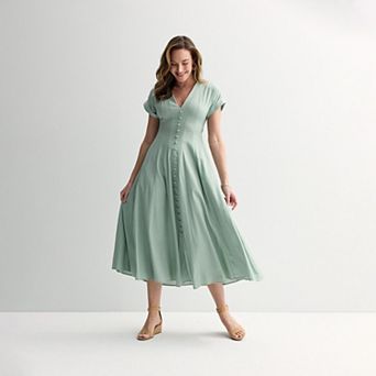Women's Taylor V-Neck A-Line Linen Dress