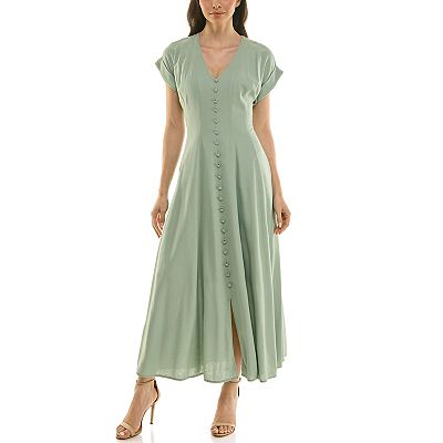 a line dress kohls Women's Pleated Dresses Midi Short Sleeve Work A-Line Dress