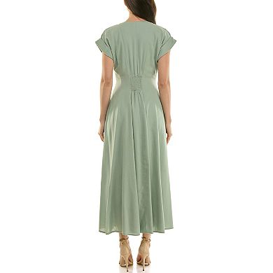 Women's Taylor V-Neck A-Line Linen Dress