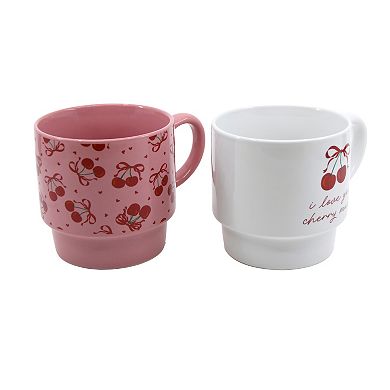New View Gifts & Accessories 2-pc. Cherry Print Stacking Mugs Set