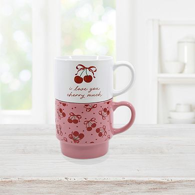 New View Gifts & Accessories 2-pc. Cherry Print Stacking Mugs Set