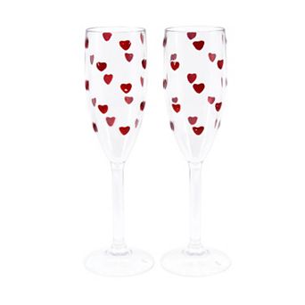 New View Gifts & Accessories 2 pc Plastic Cherry Print Champagne Glass Set