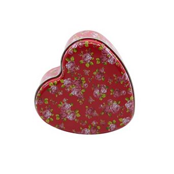 New View Gifts & Accessories Rose Print Heart Tin Candle
