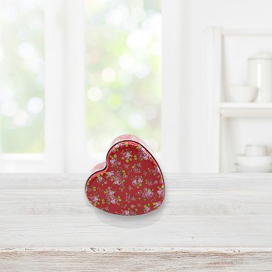 New View Gifts & Accessories Rose Print Heart Tin Candle