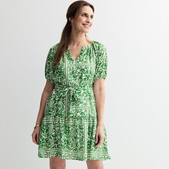 Women's Donna Ricco Puff Sleeve Tie-Front Short Dress