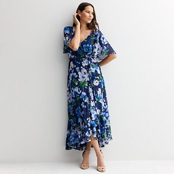 Women's Maison Tara Floral Print Chiffon Faux Wrap Maxi Dress