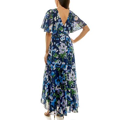 Women's Maison Tara Floral Print Chiffon Faux Wrap Maxi Dress