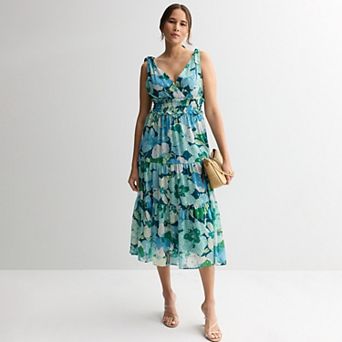 Women's Maison Tara Smocked Waist Floral Print Chiffon Midi Dress