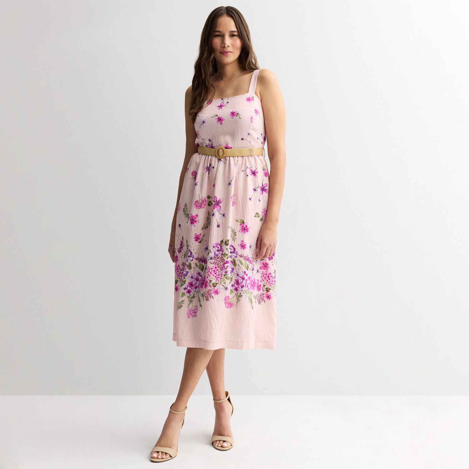 Женское платье Maison Tara Square Neck Floral Printed Belted Sundress