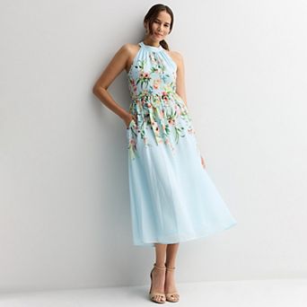 Women's Maison Tara Halter Floral Midi Dress Sleeveless