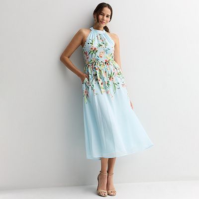 Women's Maison Tara Halter Floral Midi Dress Sleeveless