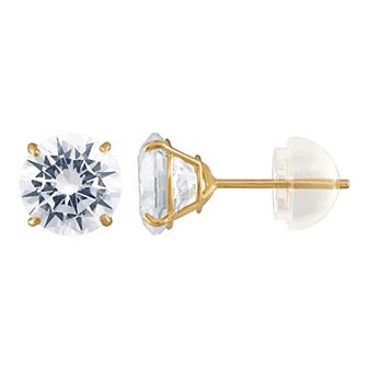 Jordan Blue 10k Gold Cubic Zirconia 6mm Stud Earrings
