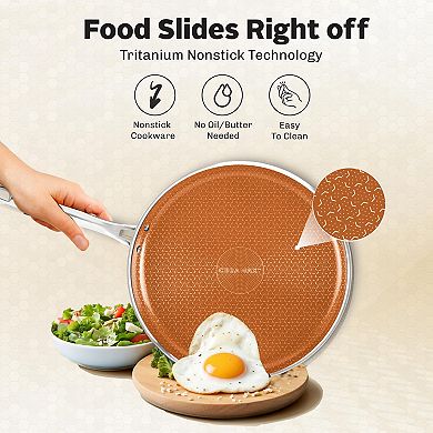 Ceramax 3-Piece Tri-Ply Stainless Steel Ceramic Etched Nonstick Frying Pans Set