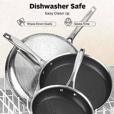 Ceramax 3-Piece Tri-Ply Stainless Steel Ceramic Etched Nonstick Frying Pans Set