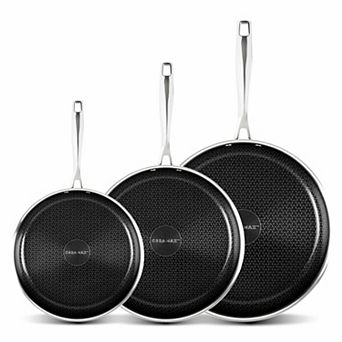 Ceramax 3 pc Tri-Ply Stainless Steel Ceramic Etched Nonstick Frying Pans Set