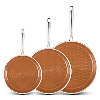 Ceramax 3 pc Tri-Ply Stainless Steel Ceramic Etched Nonstick Frying Pans Set