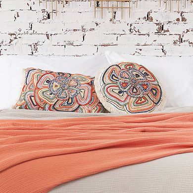 Carol & Frank Putnum Boho Round Floral Embellished Throw Pillow