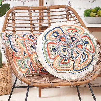 Carol & Frank Putnum Boho Round Floral Embellished Throw Pillow