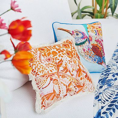 Carol & Frank Hummingbird Floral Throw Pillow