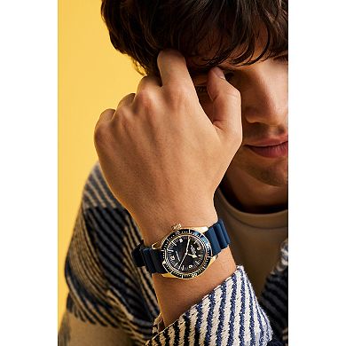 Caravelle Designed by Bulova Men's Automatic Stainless Steel Rubber Strap Watch - 44B1