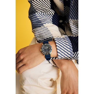 Caravelle Designed by Bulova Men's Automatic Stainless Steel Rubber Strap Watch - 44B1