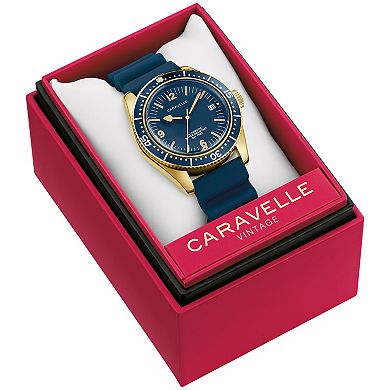 Caravelle Designed by Bulova Men's Automatic Stainless Steel Rubber Strap Watch - 44B1