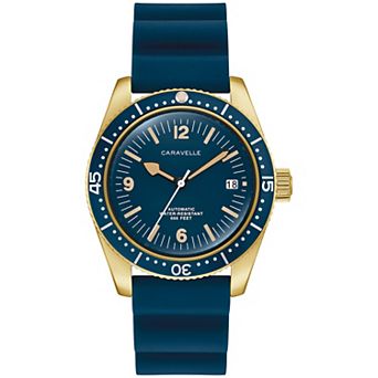 Caravelle Designed by Bulova Men's Automatic Stainless Steel Rubber Strap Watch - 44B1