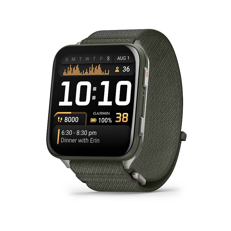 Garmin Venu X1 Titanium Caseback ComfortFit Nylon Band Smartwatch, Green