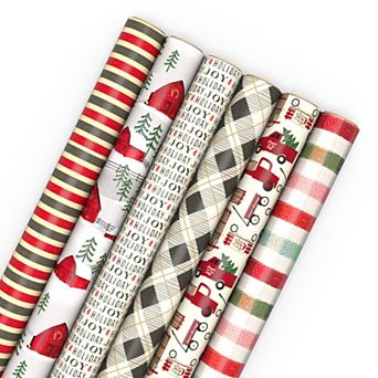 Hallmark 6 pk Rustic Holiday Wrapping Paper with Cutlines