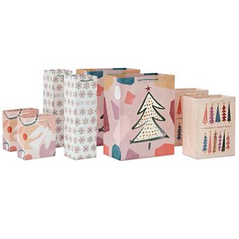 Hallmark 8 pc Boho Christmas Gift Bag Assortment