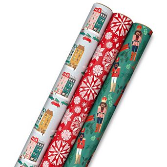 Hallmark 3 pk Nutcracker, Winter City Scene & Snowflakes Christmas Wrapping Paper