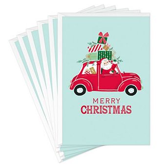 Hallmark 6 pk Santa Driving Car Christmas Cards