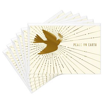 Hallmark 6 pk Peace on Earth Dove Gold Christmas Cards