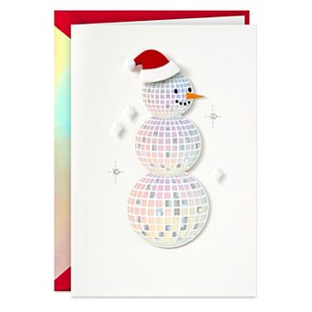 Hallmark Signature Holiday Card Disco Ball Snowman