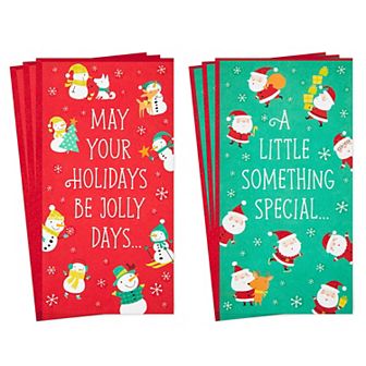Hallmark Christmas 6 pk Snowmen & Santa Assortment Money & Gift Card Holders